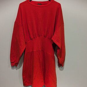 River Island Red Cinched Waist Sweatshirt Mini Dress Plus Size 14 US/18 UK